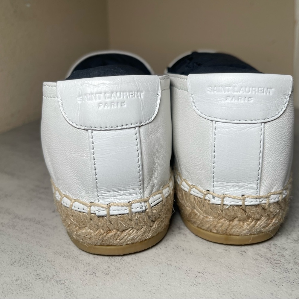 YSL Yves Saint Laurent White Leather Espadrilles Slip Ons Size 39 - Picture 9 of 12